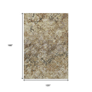 HomeRoots 10' X 14' Stylish Beige, Gray & Brown Diamond Area Rug - Washable, UV Protected & Stain Resistant! 664392