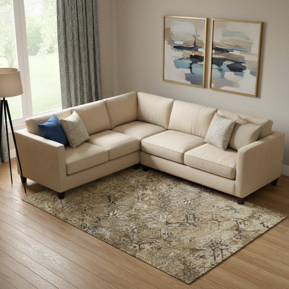 HomeRoots 10' X 14' Stylish Beige, Gray & Brown Diamond Area Rug - Washable, UV Protected & Stain Resistant! 664392