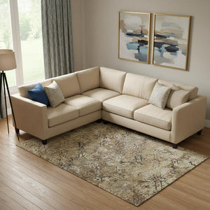 HomeRoots 10' X 14' Stylish Beige, Gray & Brown Diamond Area Rug - Washable, UV Protected & Stain Resistant! 664392