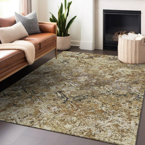 HomeRoots 10' X 14' Stylish Beige, Gray & Brown Diamond Area Rug - Washable, UV Protected & Stain Resistant! 664392