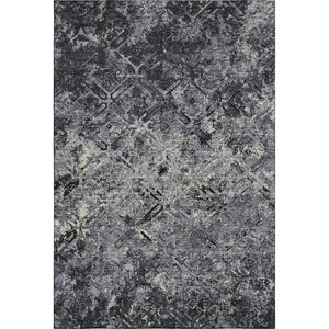 HomeRoots 5' X 8' Diamond Pattern Washable Area Rug in Black, Gray & Silver - Durable UV Protected Style 664394