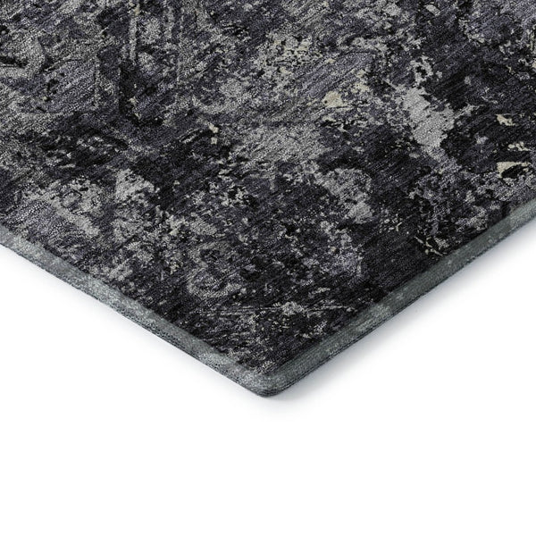 HomeRoots 5' X 8' Diamond Pattern Washable Area Rug in Black, Gray & Silver - Durable UV Protected Style 664394