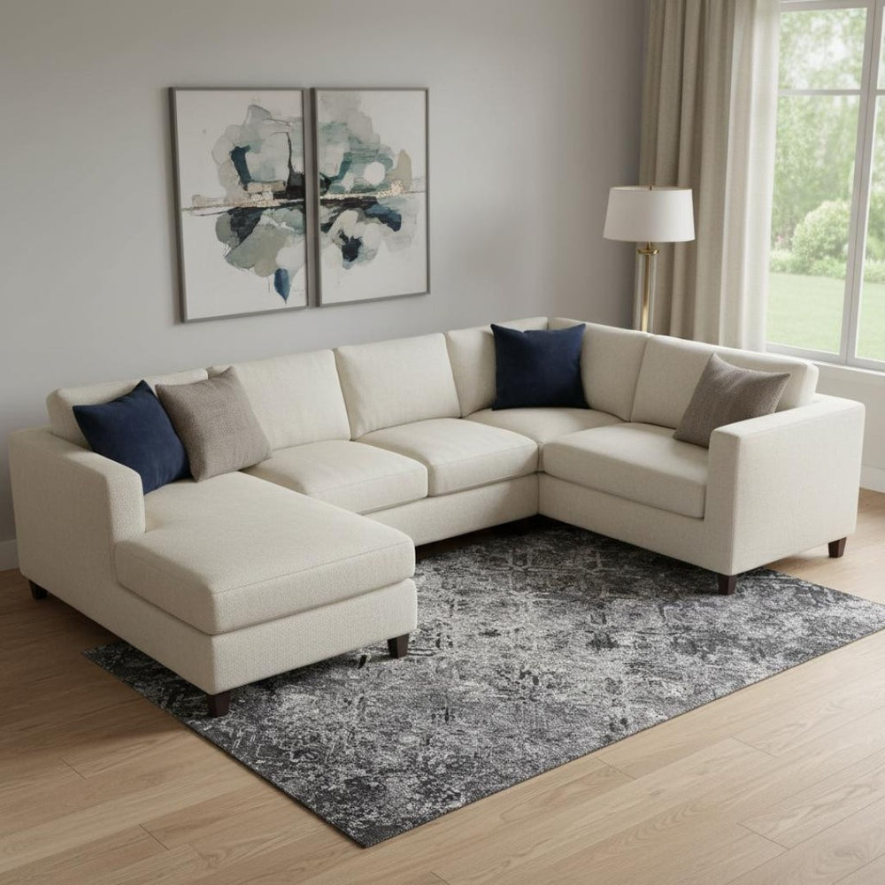 HomeRoots 8' X 10' Modern Black Gray Silver Diamond Area Rug - Washable, Stain Resistant, UV Protected for Homes 664396