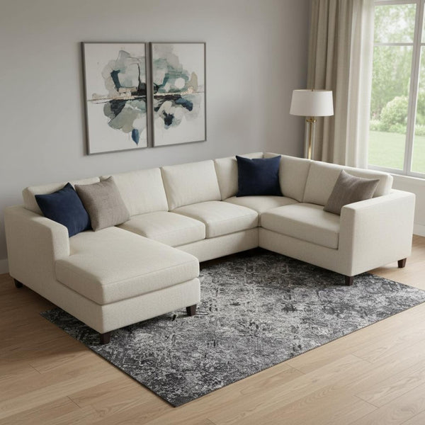 HomeRoots 8' X 10' Modern Black Gray Silver Diamond Area Rug - Washable, Stain Resistant, UV Protected for Homes 664396