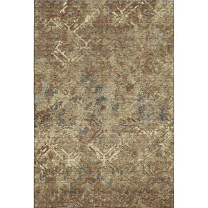 HomeRoots 5' X 8' Stylish Brown Beige & Copper Diamond Washable Area Rug with UV Protection for Every Space 664400