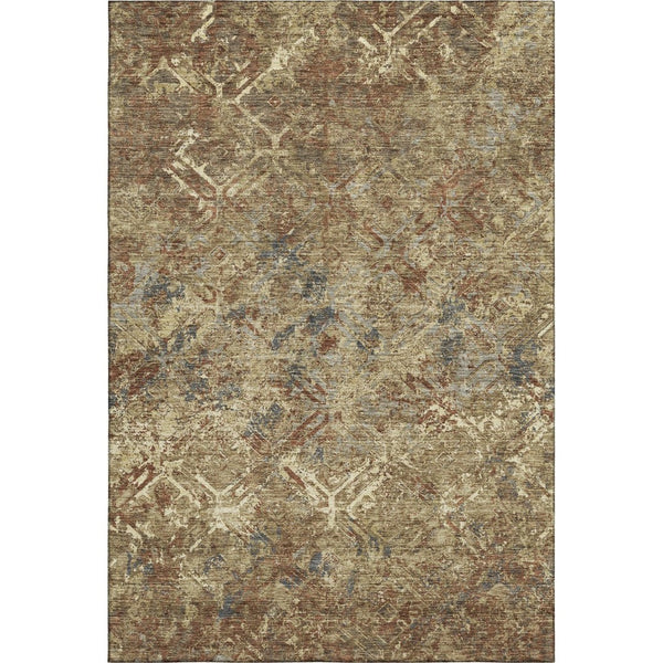 HomeRoots 5' X 8' Stylish Brown Beige & Copper Diamond Washable Area Rug with UV Protection for Every Space 664400