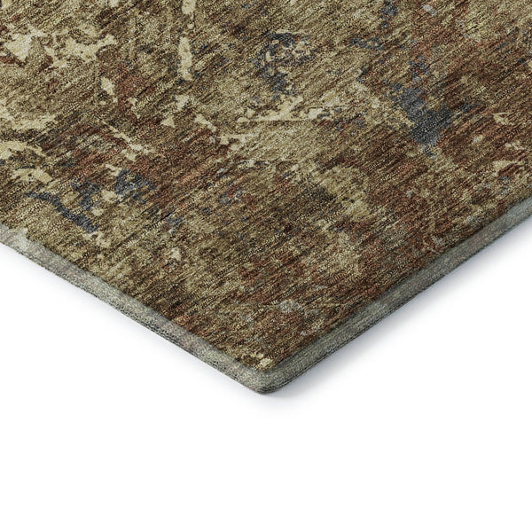 HomeRoots 8' Brown Beige and Copper Diamond Area Rug - Washable, UV-Protected, Durable for Homes with Kids & Pets 664401