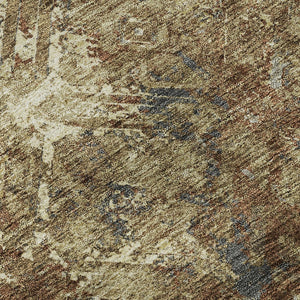 HomeRoots 8' Brown Beige and Copper Diamond Area Rug - Washable, UV-Protected, Durable for Homes with Kids & Pets 664401