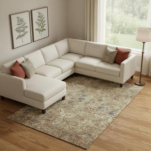 HomeRoots 9' X 12' Stylish Brown Beige Copper Diamond Washable Area Rug with UV Protection for Homes 664403