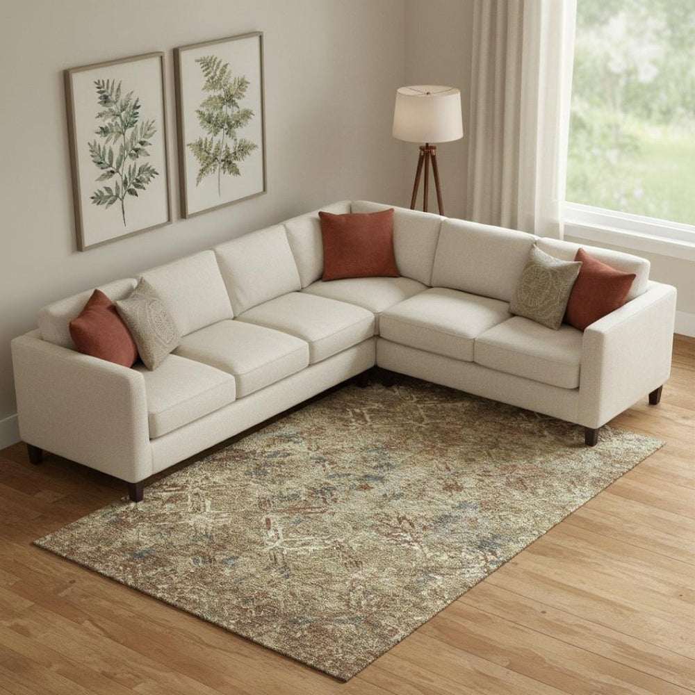 HomeRoots 10' Washable Area Rug in Brown, Beige & Copper Diamond - UV Protected, Stain Resistant, Perfect for Families 664404