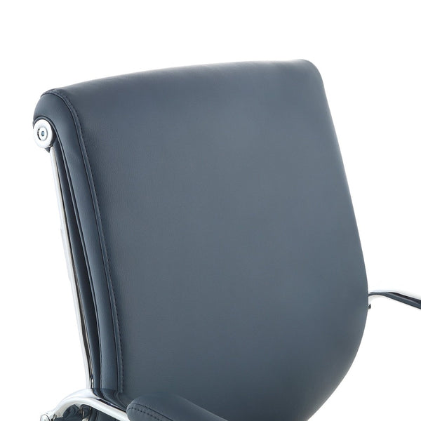 OSP Home Furnishings Mid Back Ergonomic Office Chair with Antimicrobial Fabric Chrome Arms and Lumbar Support Blue 920351C-R105