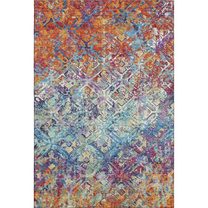 HomeRoots 10' Copper Blue and Red Diamond Washable Area Rug - UV Protected, Stain Resistant, Durable Design 664410