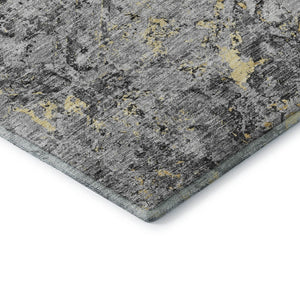 HomeRoots 9' X 12' Stylish Gray Gold Silver Diamond Rug - Washable, UV-Protected, Stain-Resistant Design! 664421