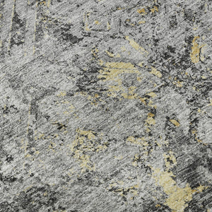 HomeRoots 9' X 12' Stylish Gray Gold Silver Diamond Rug - Washable, UV-Protected, Stain-Resistant Design! 664421