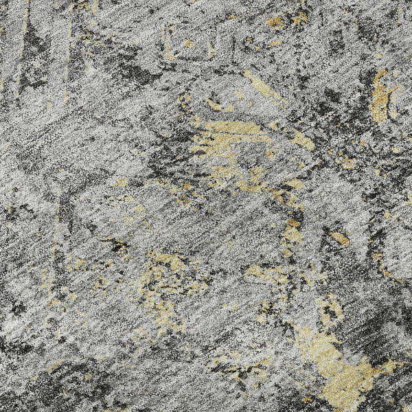 HomeRoots 9' X 12' Stylish Gray Gold Silver Diamond Rug - Washable, UV-Protected, Stain-Resistant Design! 664421