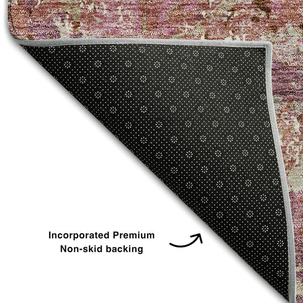 HomeRoots 5' X 8' Diamond Area Rug in Pink Taupe & Ivory - Washable, UV Protected, Stain-Resistant Design 664424