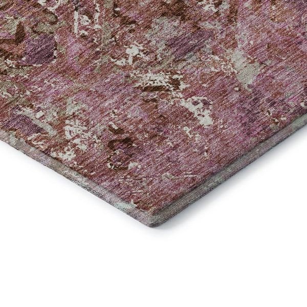 HomeRoots 5' X 8' Diamond Area Rug in Pink Taupe & Ivory - Washable, UV Protected, Stain-Resistant Design 664424