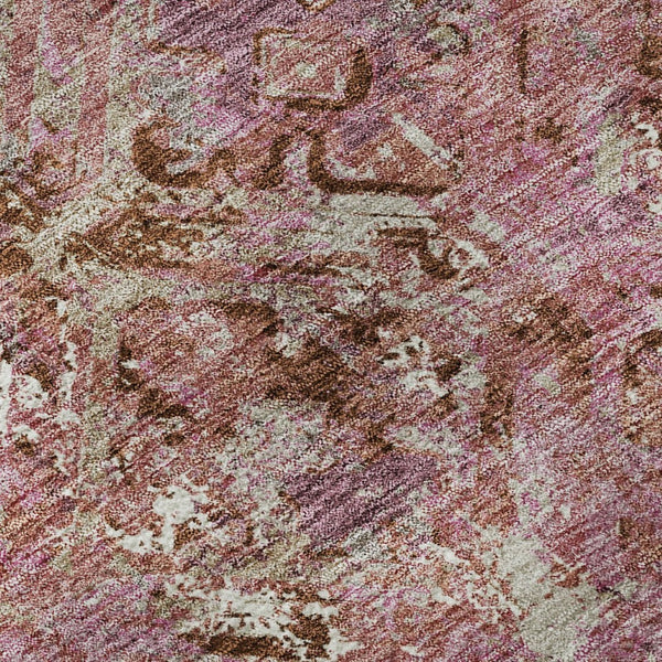 HomeRoots 5' X 8' Diamond Area Rug in Pink Taupe & Ivory - Washable, UV Protected, Stain-Resistant Design 664424