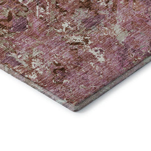 HomeRoots 10' X 14' Pink Taupe Ivory Diamond Area Rug - Washable, UV Protected, Ideal for High-Traffic Rooms 664428