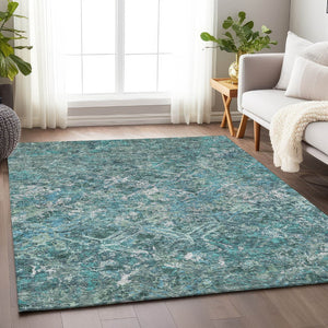 HomeRoots 5' X 8' Sage Gray and Ivory Diamond Area Rug - Stylish, Washable, UV-Protected for Busy Homes! 664430
