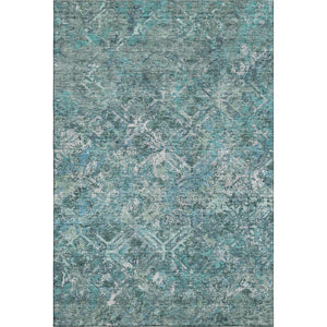 HomeRoots 5' X 8' Sage Gray and Ivory Diamond Area Rug - Stylish, Washable, UV-Protected for Busy Homes! 664430