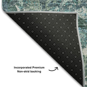 HomeRoots 5' X 8' Sage Gray and Ivory Diamond Area Rug - Stylish, Washable, UV-Protected for Busy Homes! 664430