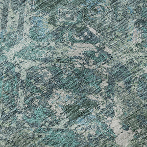 HomeRoots 5' X 8' Sage Gray and Ivory Diamond Area Rug - Stylish, Washable, UV-Protected for Busy Homes! 664430