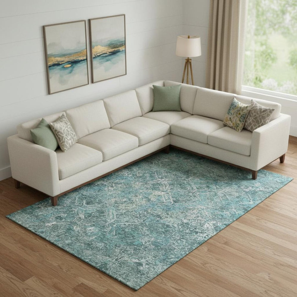 HomeRoots 9' X 12' Stylish Sage Gray & Ivory Diamond Area Rug – Washable, UV Protected, Pet-Friendly Design 664433