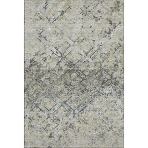 HomeRoots 5' X 8' Silver Gray & Ivory Diamond Area Rug - Stylish, Washable, UV-Protected for Busy Homes! 664436