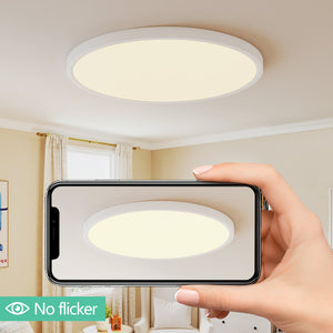 English Elm 16inch Flush Mount Ceiling Light, 32W 3520LM Dimmable 5CCT Backlight Ultra Bright Low Profile W2312P375005