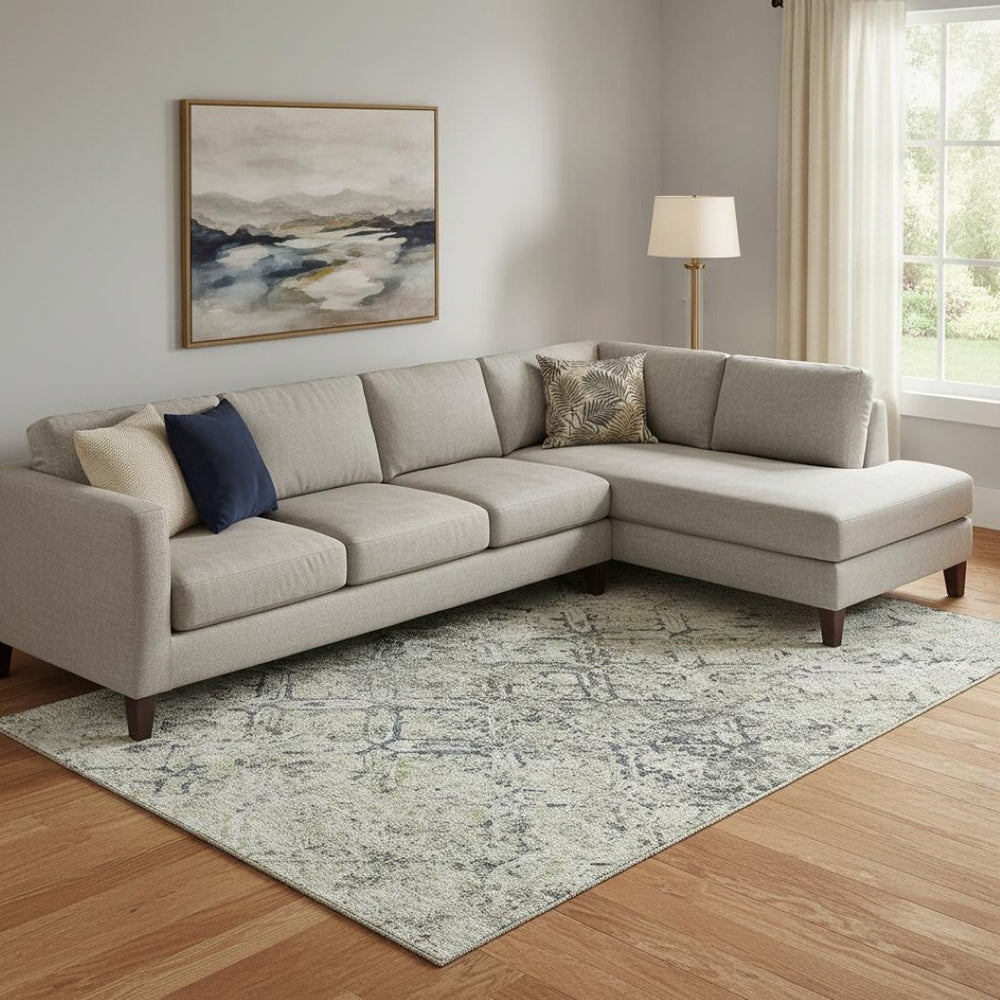 HomeRoots 8' X 10' Stylish Silver Gray & Ivory Diamond Washable Area Rug with UV Protection for Homes 664438