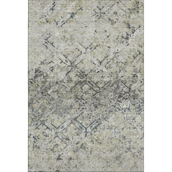 HomeRoots 8' X 10' Stylish Silver Gray & Ivory Diamond Washable Area Rug with UV Protection for Homes 664438