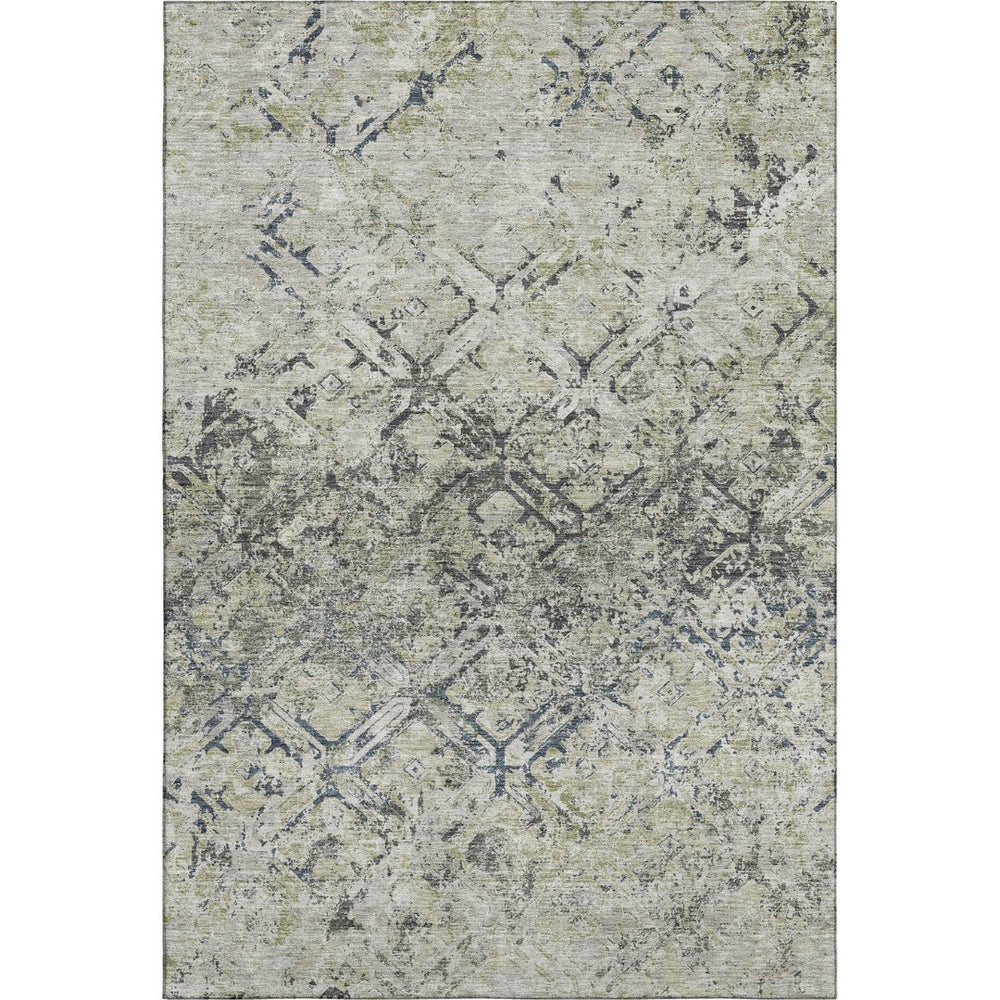 HomeRoots 9' X 12' Stylish Silver Gray & Ivory Diamond Area Rug - Washable, UV Protected, Pet-Friendly Design 664439