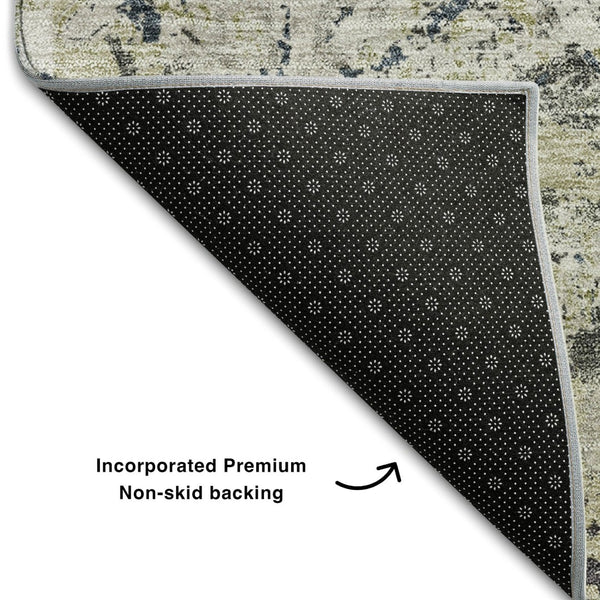 HomeRoots 9' X 12' Stylish Silver Gray & Ivory Diamond Area Rug - Washable, UV Protected, Pet-Friendly Design 664439