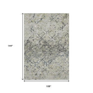 HomeRoots 9' X 12' Stylish Silver Gray & Ivory Diamond Area Rug - Washable, UV Protected, Pet-Friendly Design 664439