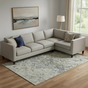 HomeRoots 10' Stylish Silver Gray and Ivory Diamond Washable Area Rug with UV Protection for Busy Homes 664440