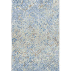 HomeRoots 8' X 10' Sky Blue Gray Ivory Diamond Area Rug - Durable, Stain Resistant, UV Protected for Homes 664444