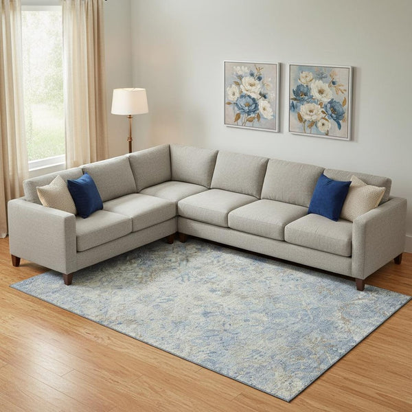 HomeRoots 10' Sky Blue Gray Ivory Diamond Area Rug - Washable, UV Protected, Durable for Busy Homes & Spaces 664446