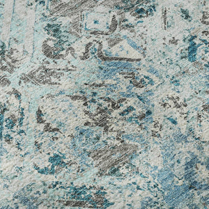 HomeRoots 5' X 8' Teal Gray Ivory Diamond Area Rug - Washable, UV Protected, Stain Resistant for Busy Homes 664448