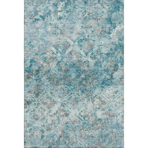 HomeRoots 9' X 12' Teal Gray Ivory Diamond Washable Area Rug - Durable, Stylish, UV Protected for High-Traffic Spaces 664451