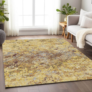 HomeRoots 9' X 12' Wheat Gold & Gray Diamond Area Rug - Washable, Durable, UV-Protected, Family-Friendly Design 664457