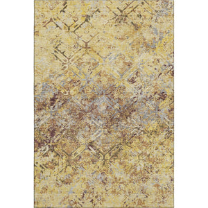 HomeRoots 9' X 12' Wheat Gold & Gray Diamond Area Rug - Washable, Durable, UV-Protected, Family-Friendly Design 664457
