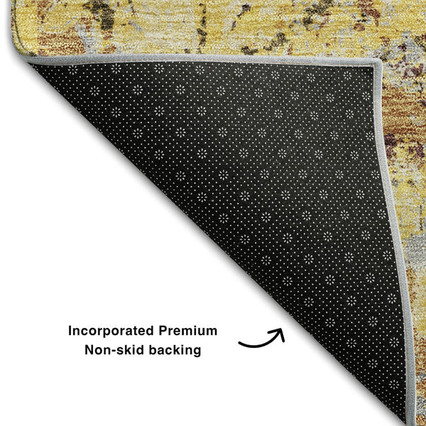 HomeRoots 9' X 12' Wheat Gold & Gray Diamond Area Rug - Washable, Durable, UV-Protected, Family-Friendly Design 664457