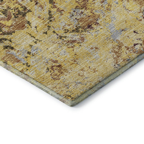 HomeRoots 9' X 12' Wheat Gold & Gray Diamond Area Rug - Washable, Durable, UV-Protected, Family-Friendly Design 664457