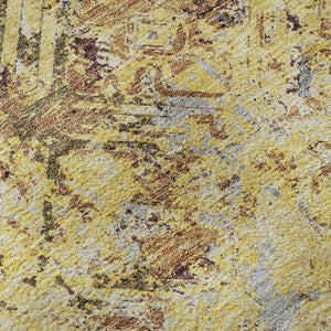HomeRoots 9' X 12' Wheat Gold & Gray Diamond Area Rug - Washable, Durable, UV-Protected, Family-Friendly Design 664457