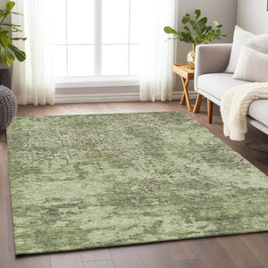 HomeRoots 9' X 12' Artichoke Green Abstract Area Rug - Washable, UV-Protected, Perfect for Busy Homes! 664463