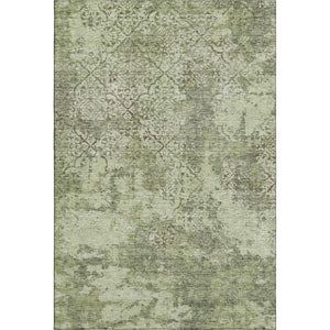 HomeRoots 9' X 12' Artichoke Green Abstract Area Rug - Washable, UV-Protected, Perfect for Busy Homes! 664463
