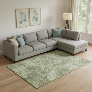 HomeRoots 9' X 12' Artichoke Green Abstract Area Rug - Washable, UV-Protected, Perfect for Busy Homes! 664463