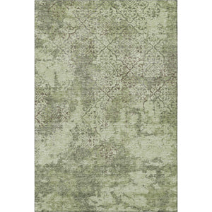 HomeRoots 10' X 14' Artichoke Green Abstract Area Rug - Washable, UV Protected, Durable for High-Traffic Spaces 664464