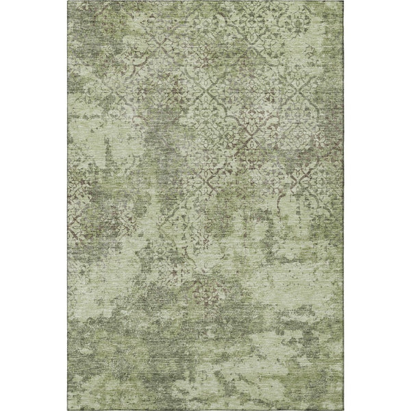 HomeRoots 10' X 14' Artichoke Green Abstract Area Rug - Washable, UV Protected, Durable for High-Traffic Spaces 664464